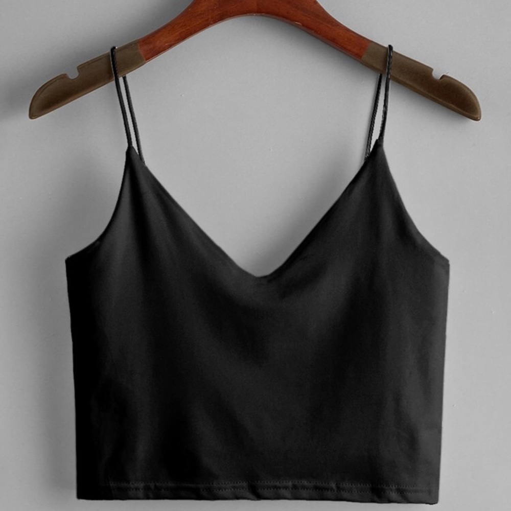 Spaghetti Strap Black Crop Top